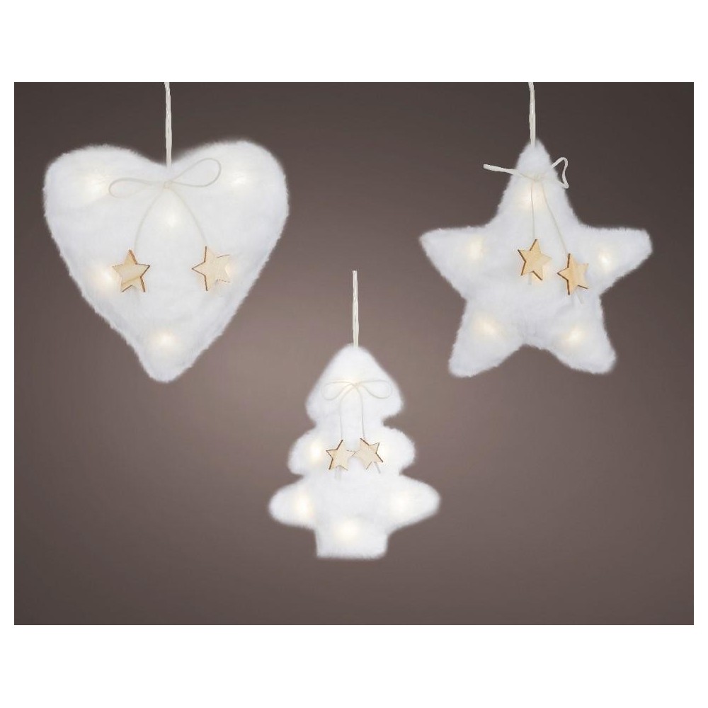 OGGETTI NATALIZI INNEVATI LED 3 ASSORTITI H.18